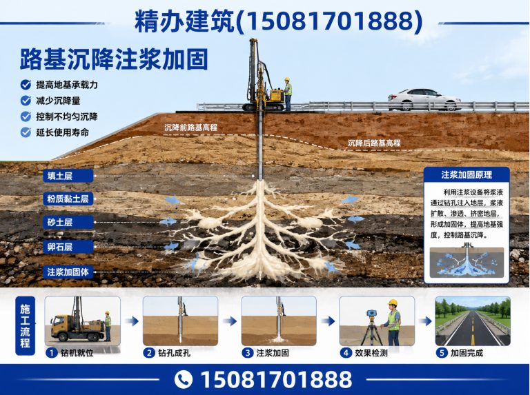 邯郸路基沉降注浆加固展示图